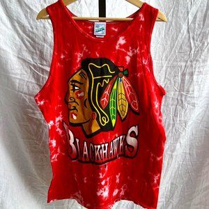 '47 Brand Vintage Tubular Blackhawks Tie Dye Tank Top - Red/White